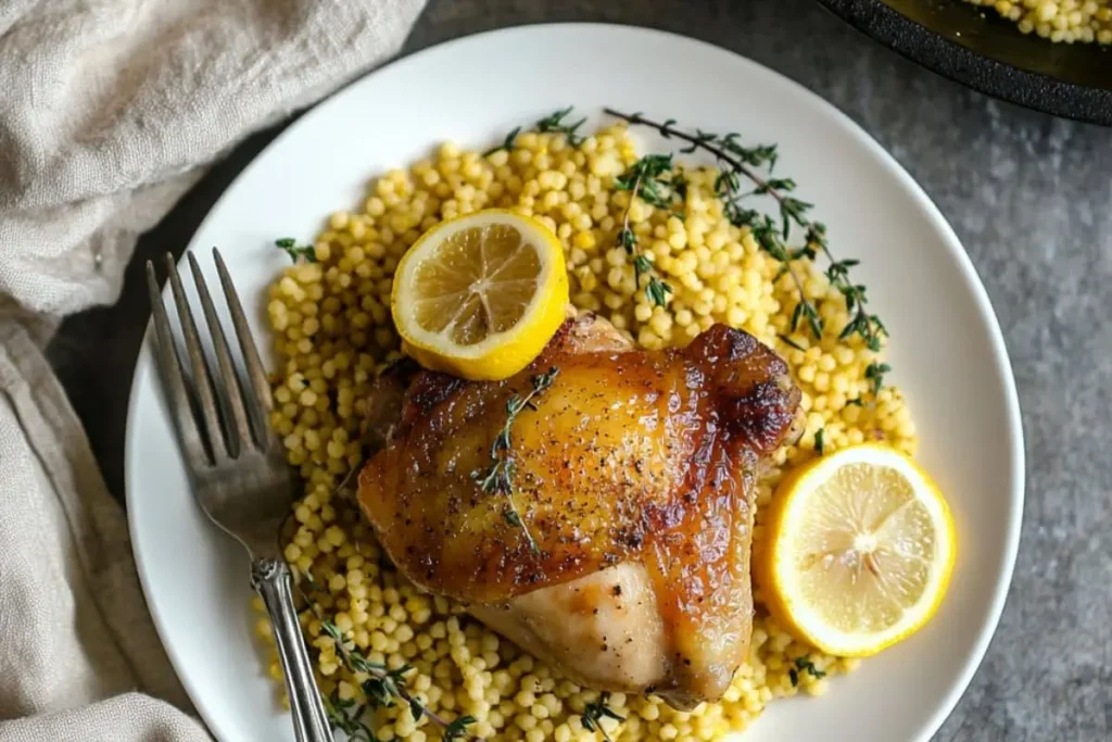 Served Lemon Chicken with Couscous